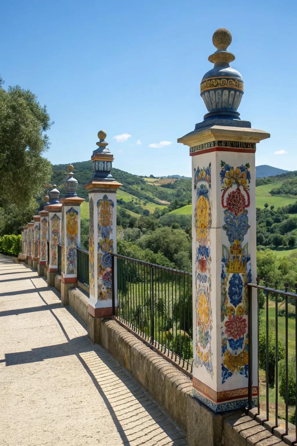 Ceramic tiles add a vibrant, artistic flair.