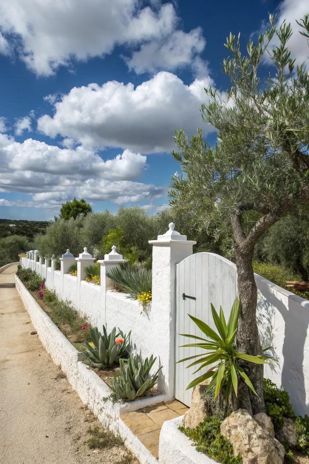 Mediterranean landscaping brings life and color to your fence.