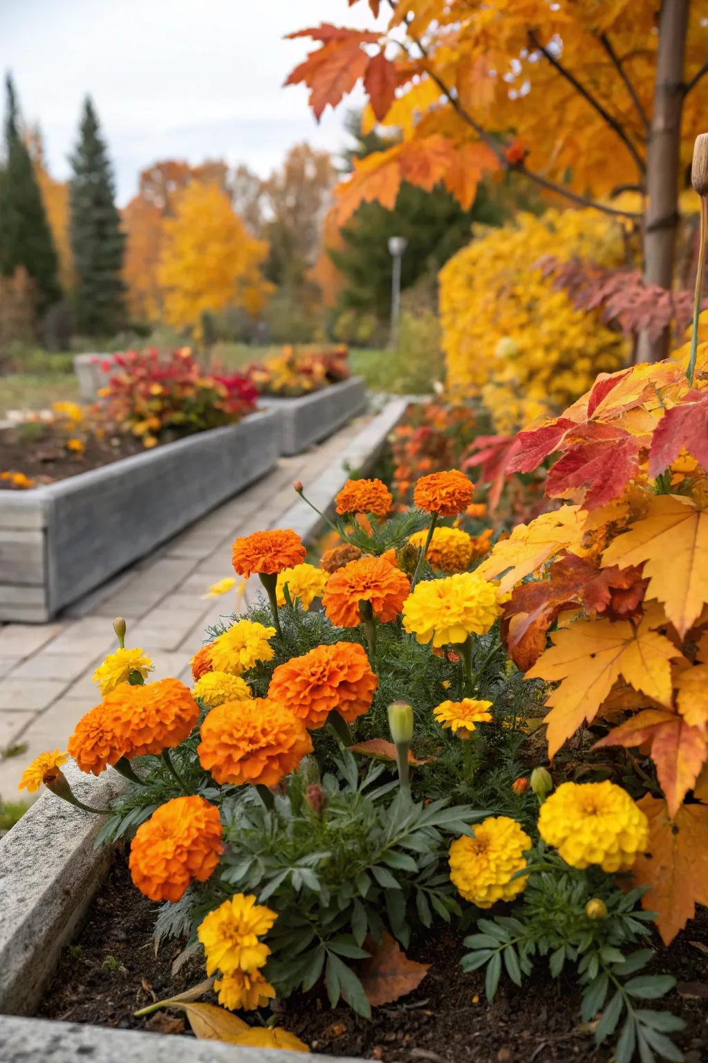 Marigolds add color and help deter pests in gardens.