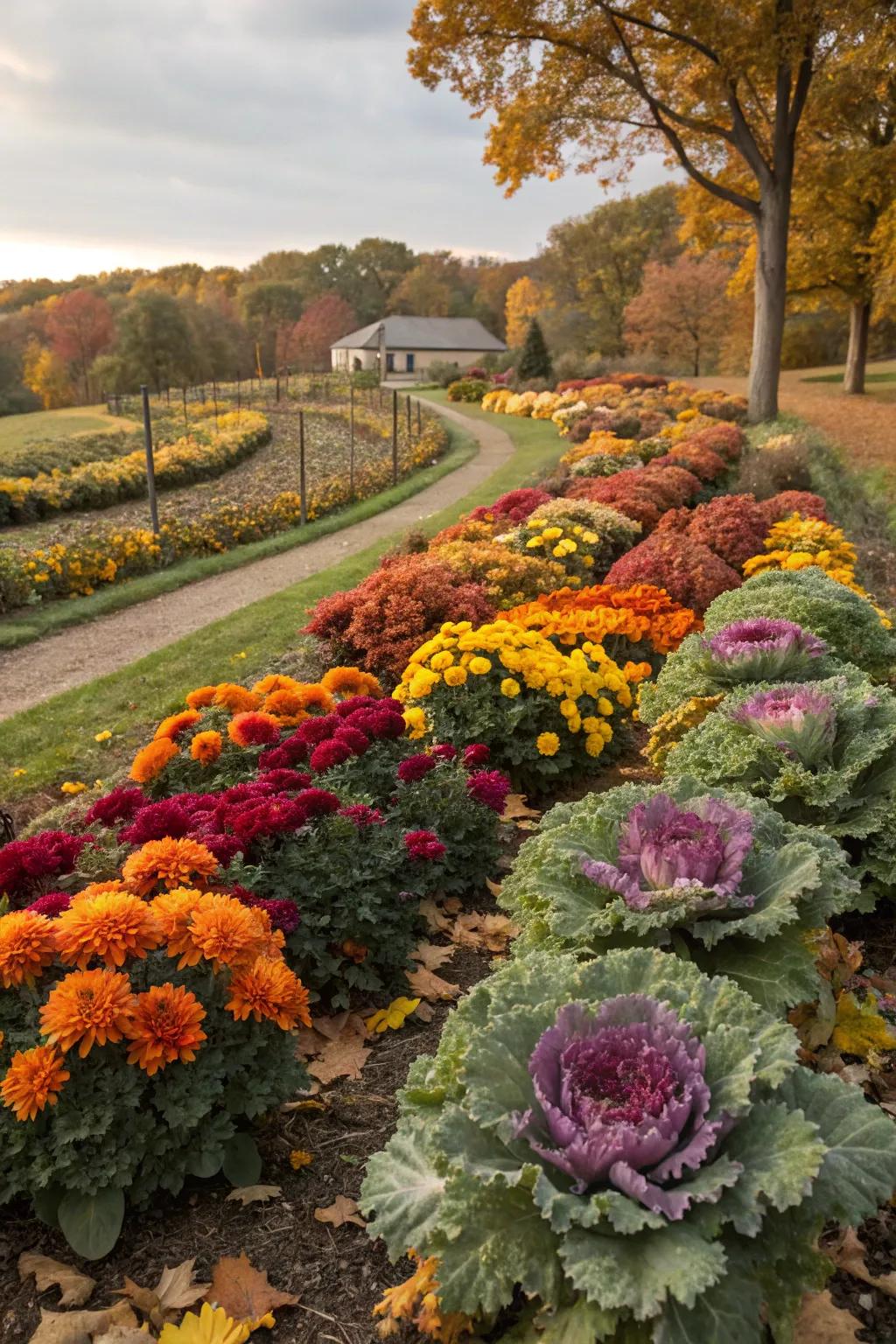 Flowering kale adds vibrant color and texture to gardens.