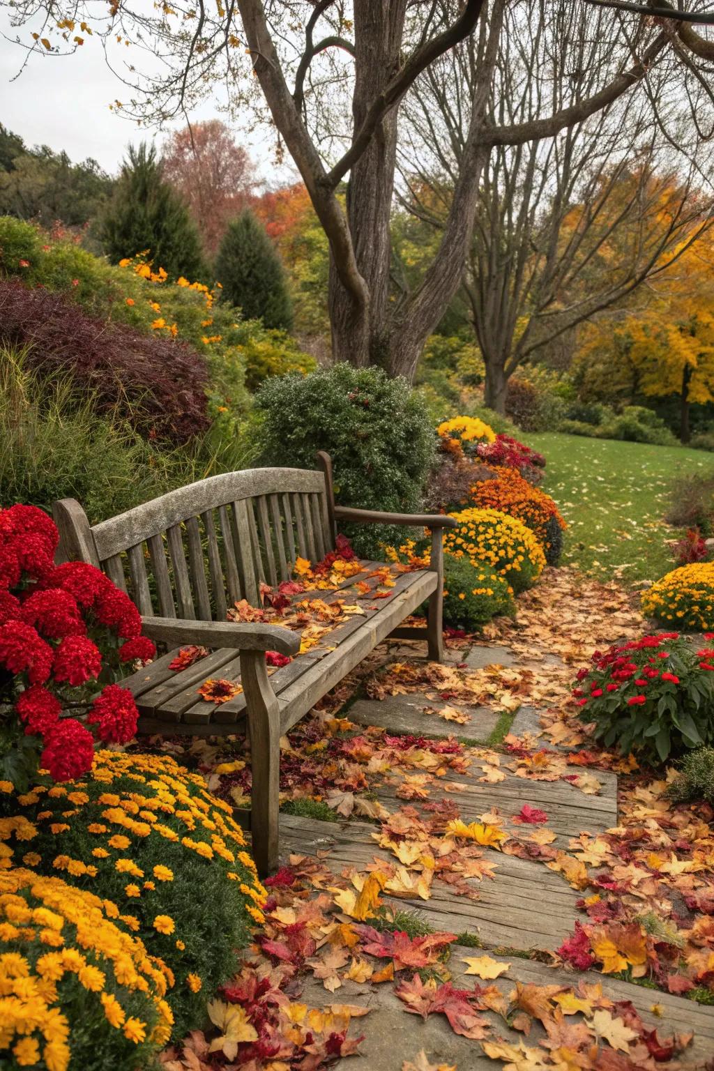 Wood elements add warmth and rustic charm to gardens.