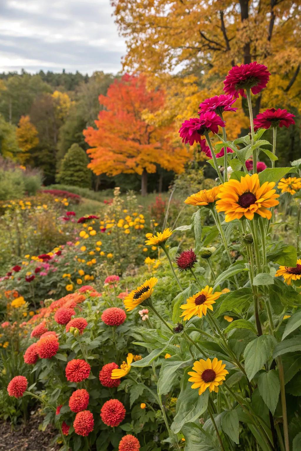 Unusual flower combinations create a unique fall garden experience.
