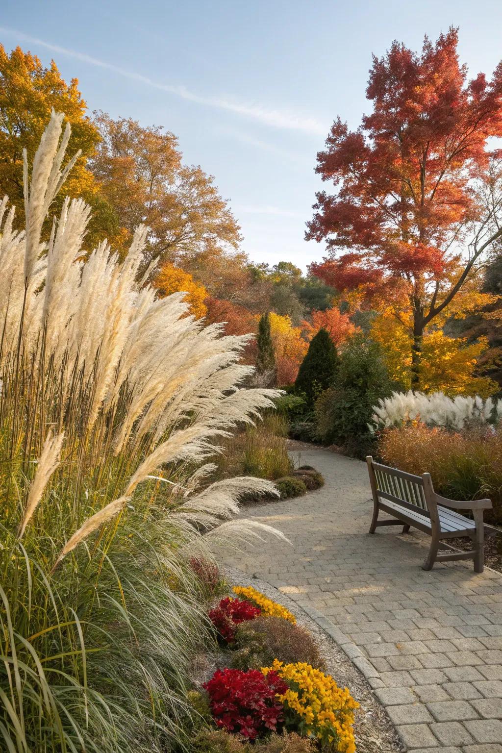 Ornamental grasses add texture and movement to fall gardens.