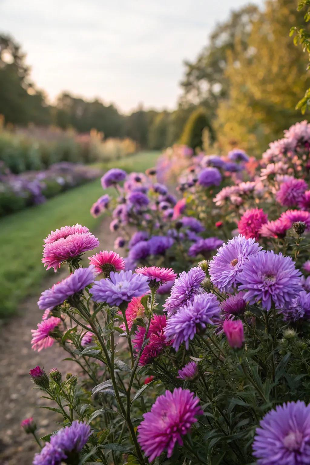Asters bring vibrant color to fall gardens.
