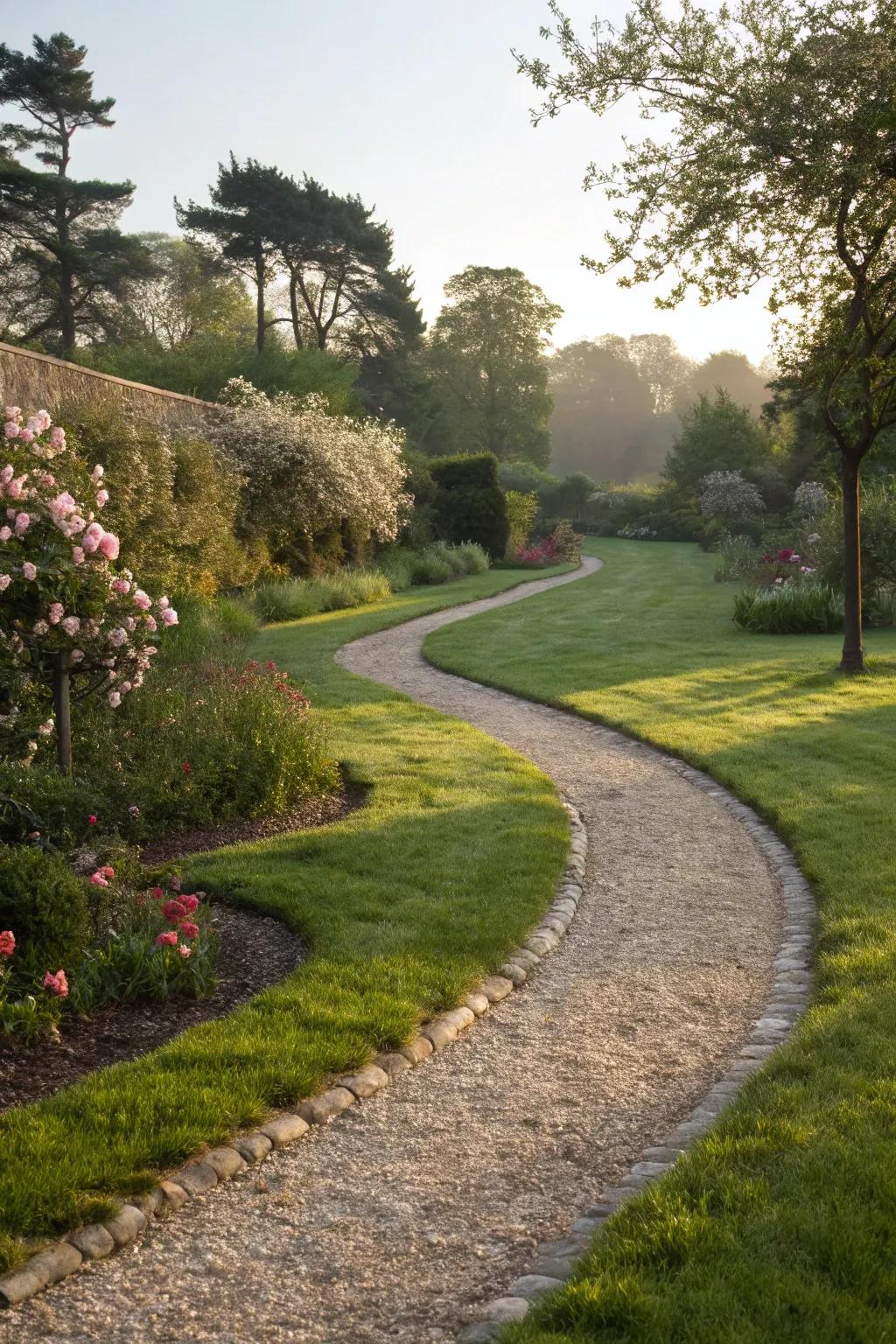 Grass path mixed with gravel for function and style.