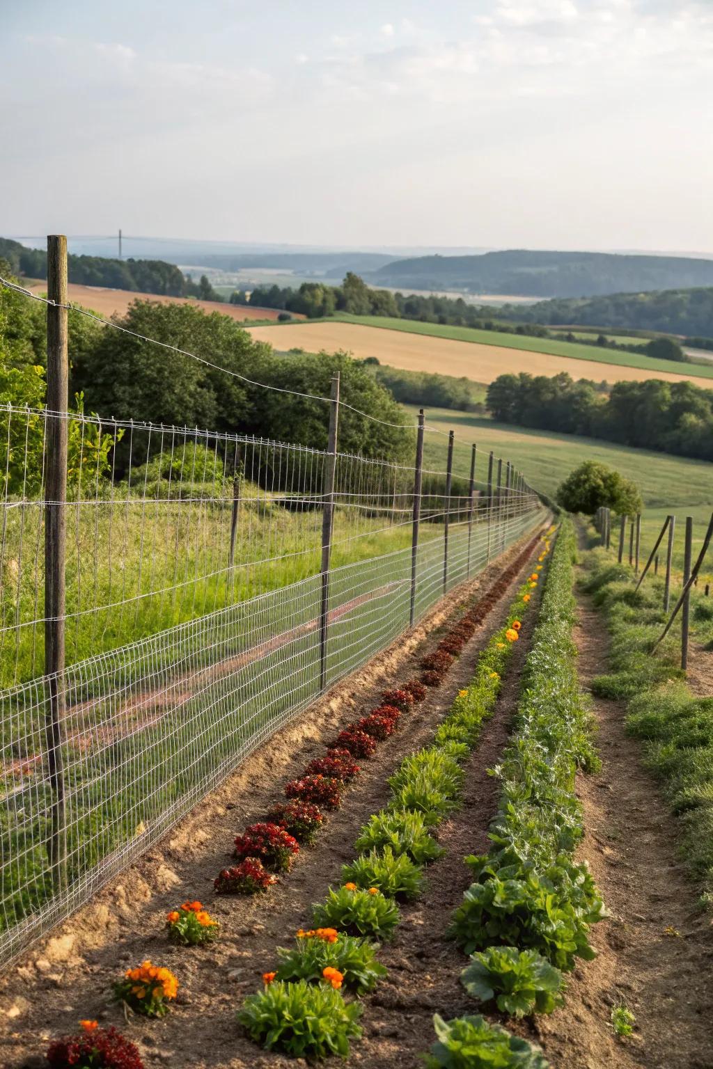 Wire fencing ensures security without blocking the view.