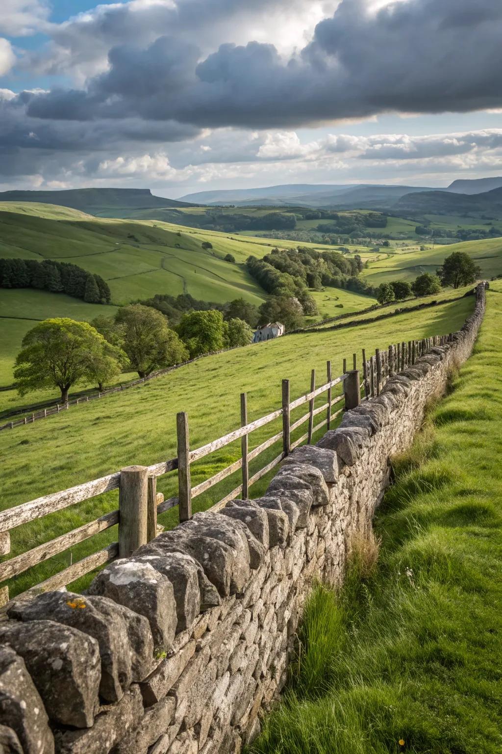 Stone wall fencing exudes durability and classic beauty.