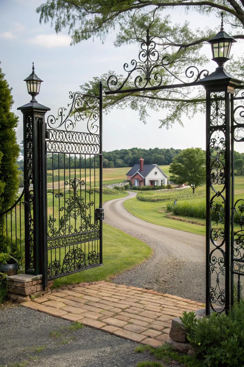 Wrought iron gates combine durability with timeless elegance.