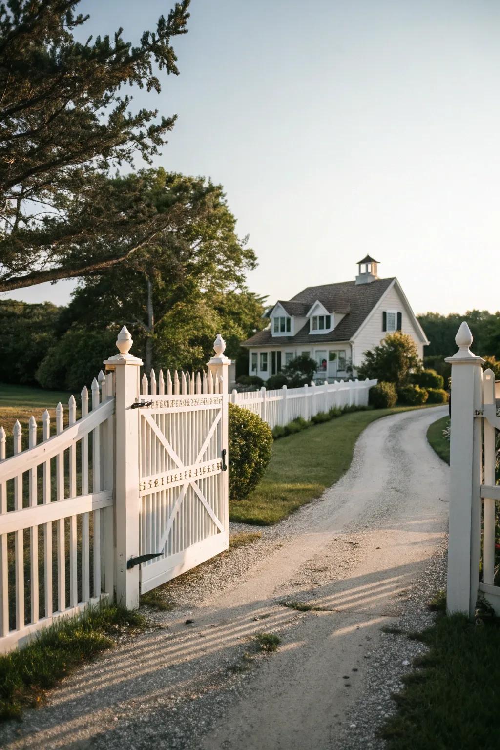 Picket fences bring timeless American charm to the entrance.