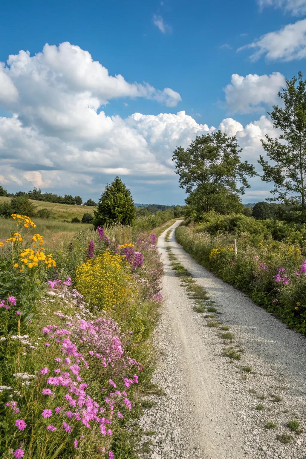 A gravel path brings rustic charm and a satisfying sound to your approach.