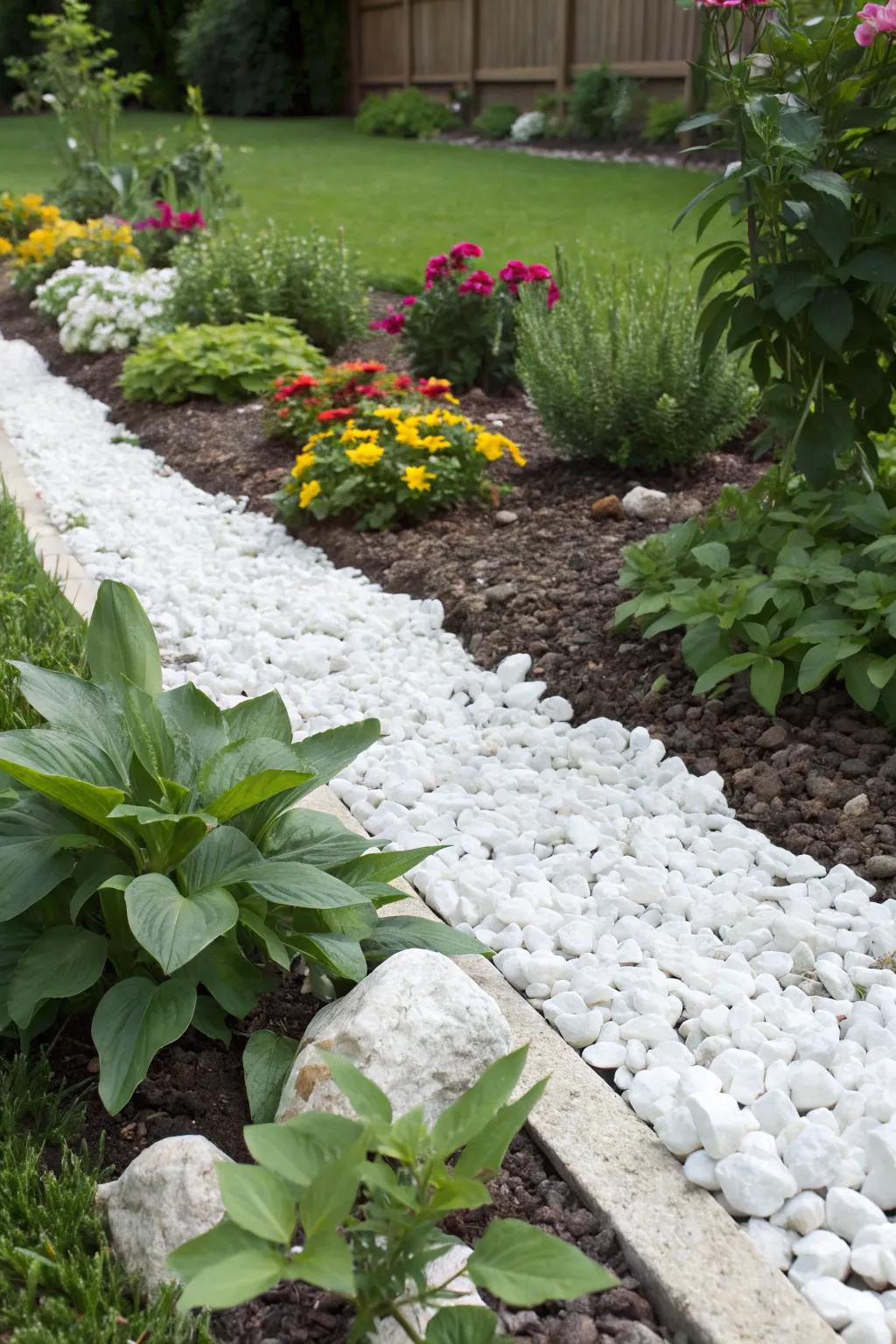 Durable and elegant, marble chips make excellent mulch.