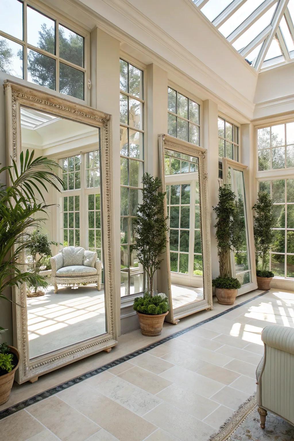 Mirrors create an illusion of a larger space.