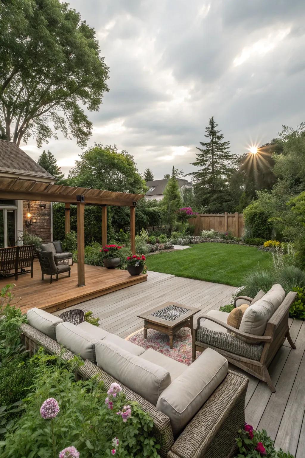 Outdoor living spaces provide a cozy extension of your home without the upkeep.