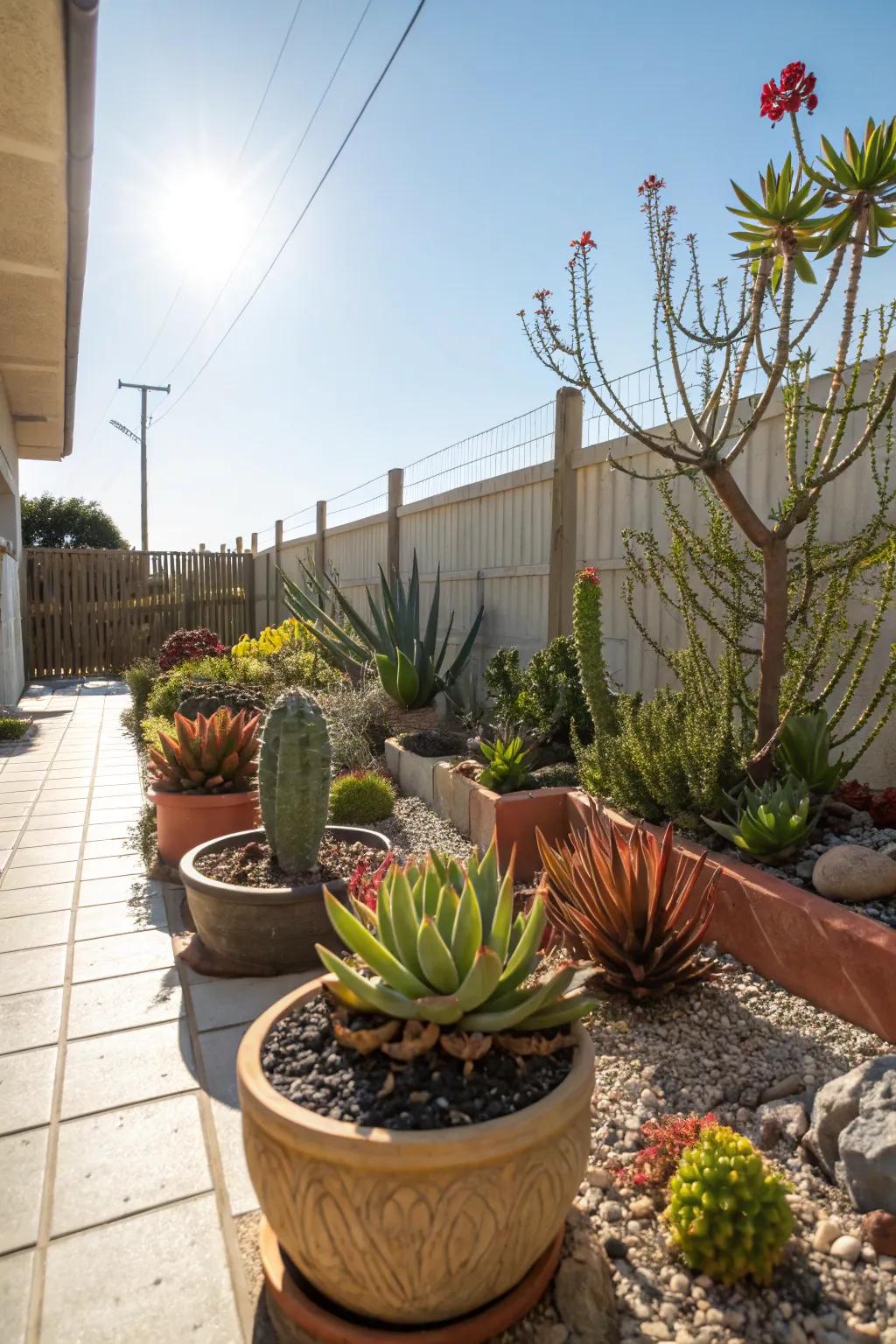 Hardy succulents add color and texture with little maintenance.