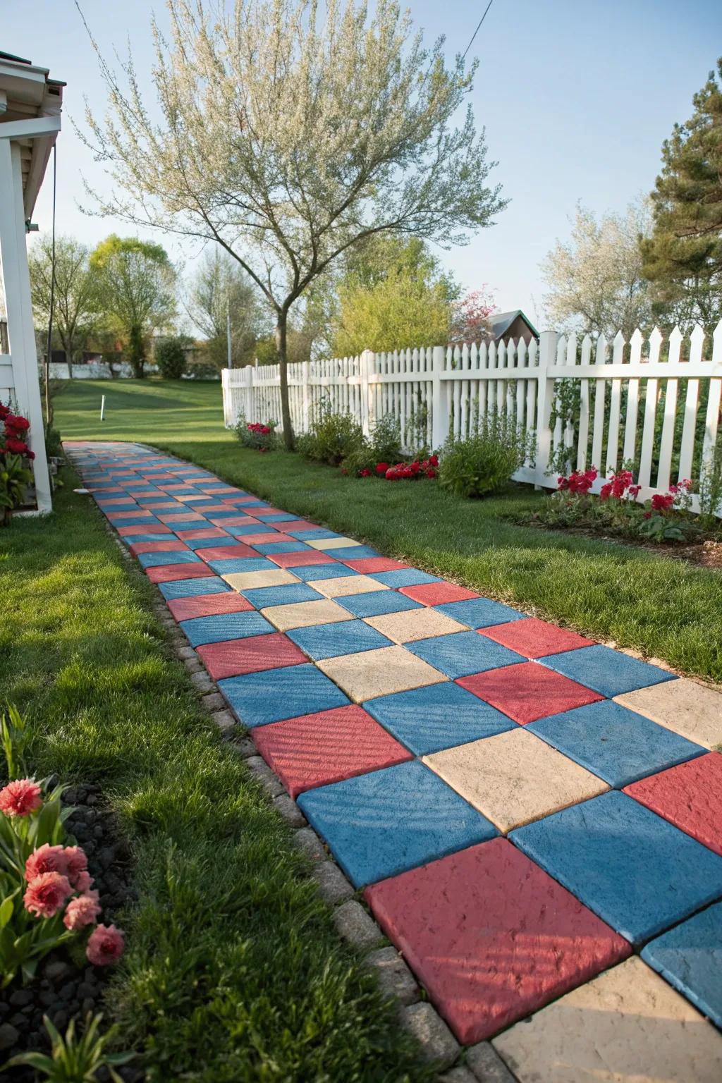 Brighten your path with playful color variations.