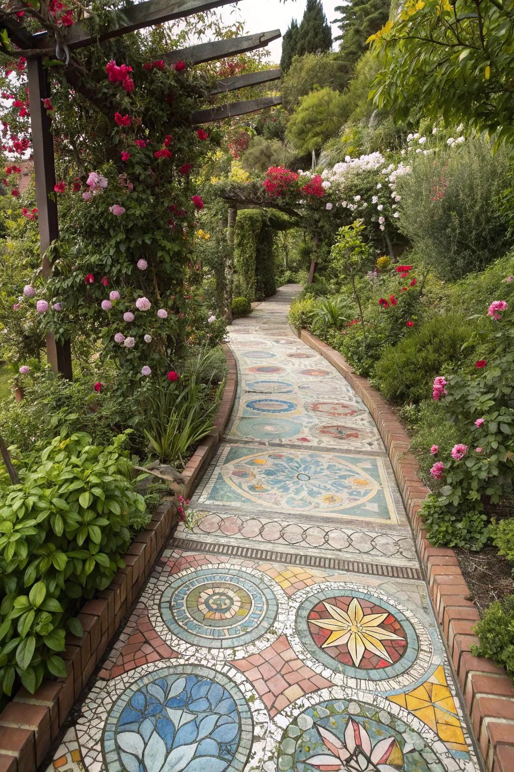 Let your creativity shine with mosaic tile paths.
