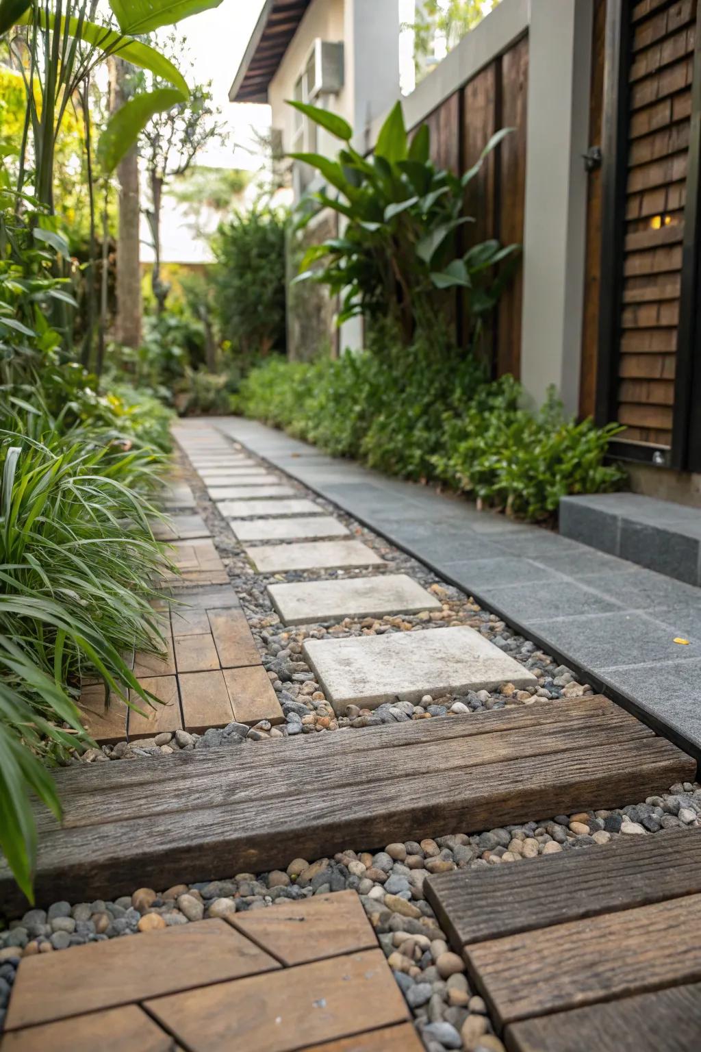 Mix materials for an eye-catching, textured look.