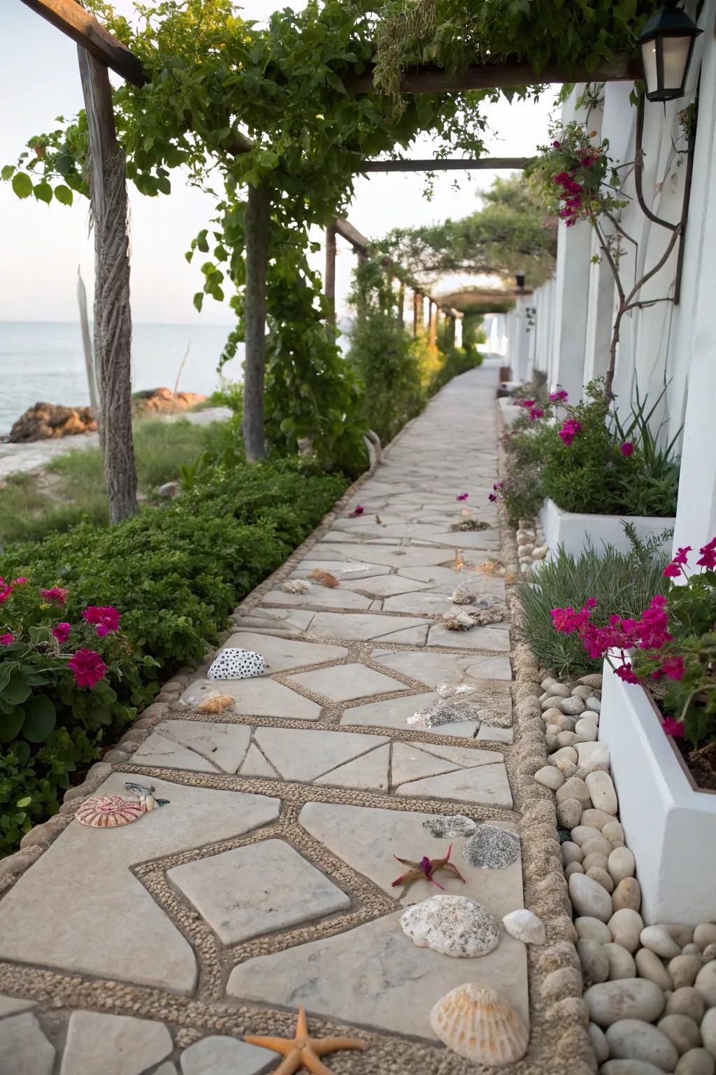 Bring seaside serenity with shellstone tiles.