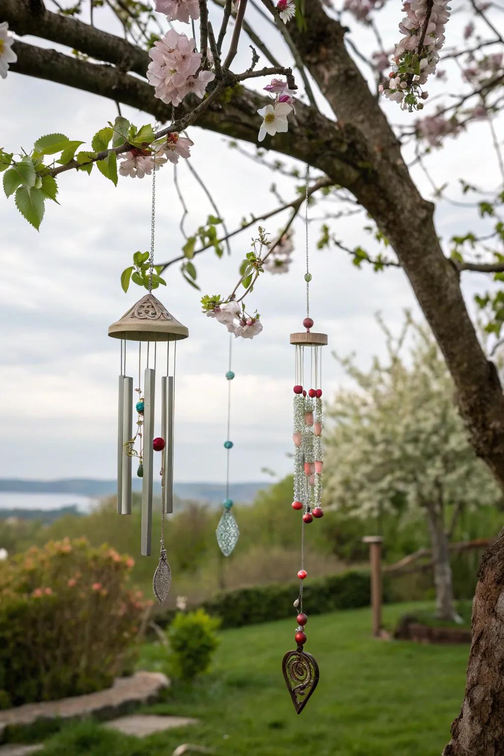 Whimsical wind chimes adding sound to your outdoor space