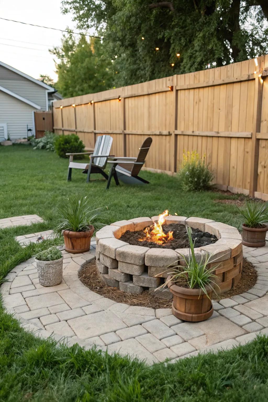 A budget-friendly DIY fire pit made from basic pavers.