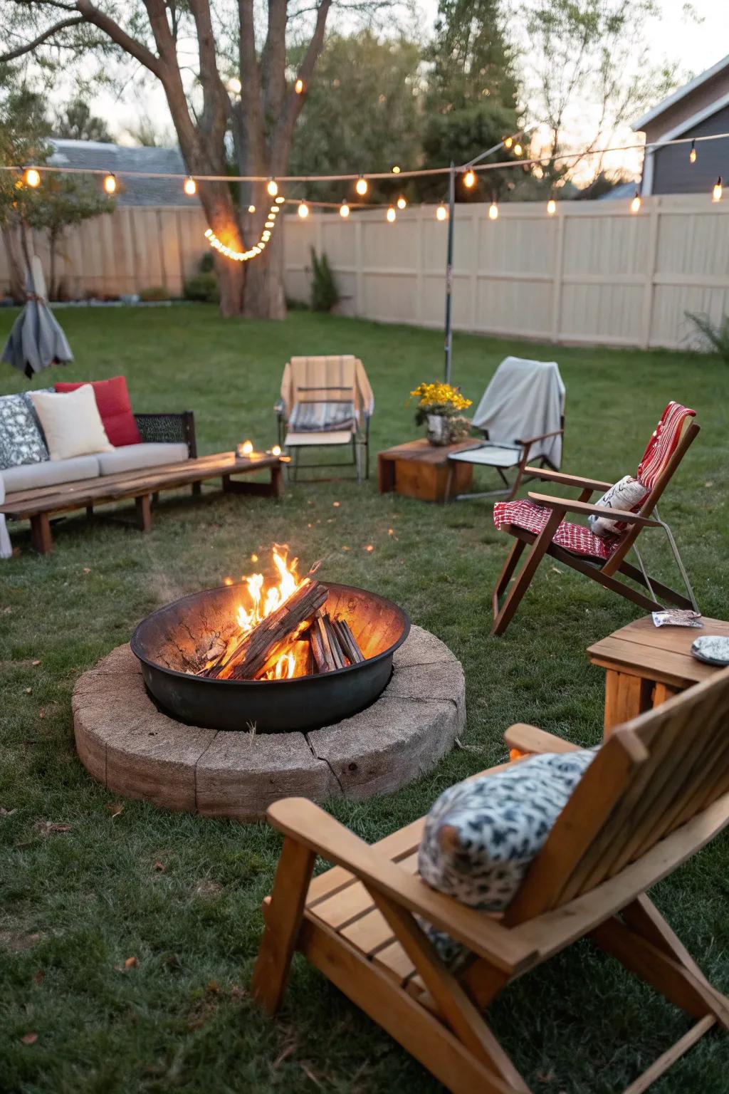 A versatile portable fire pit that can be moved around the yard.