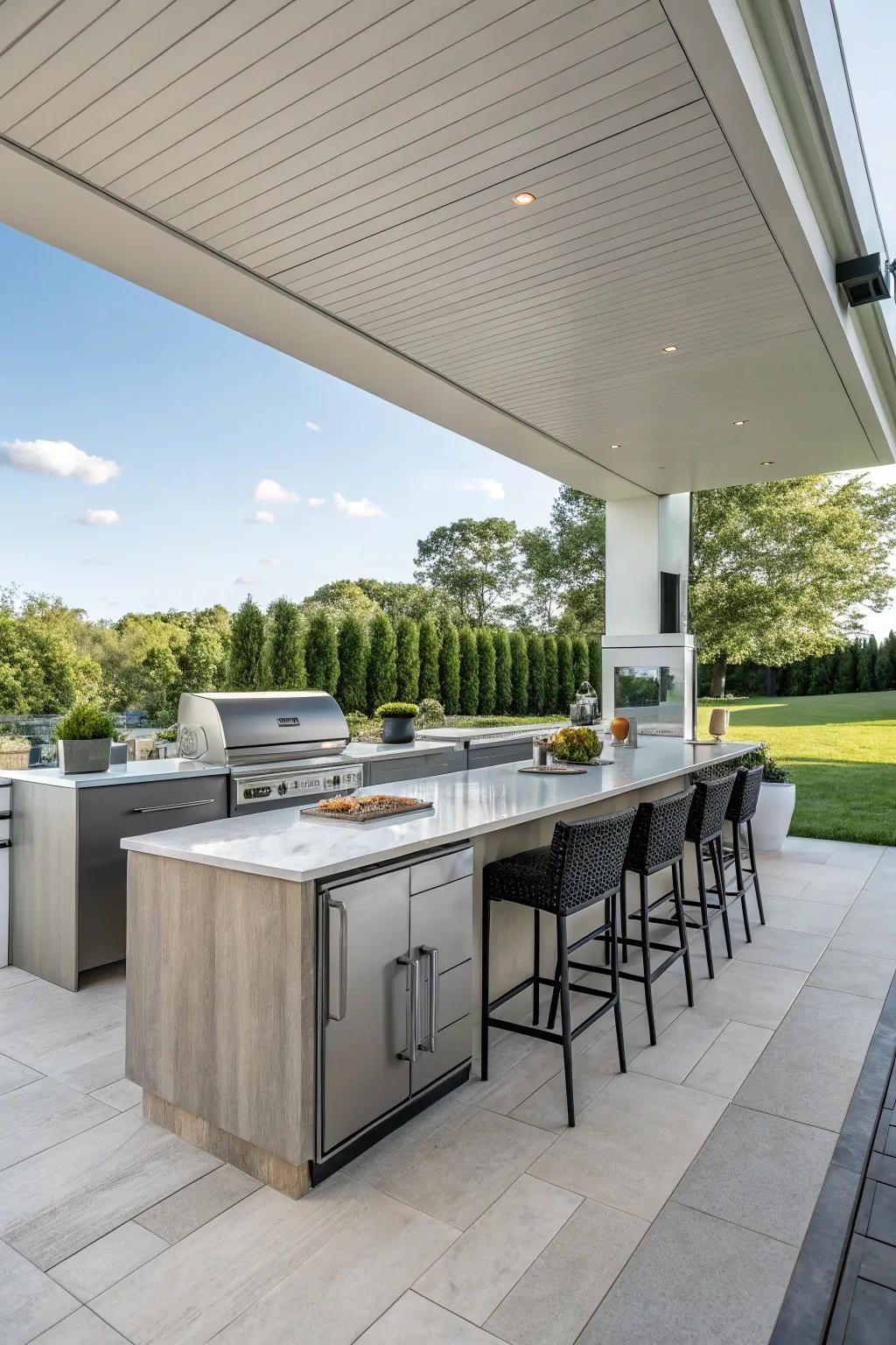 Weatherproof cabinetry ensures longevity and style.