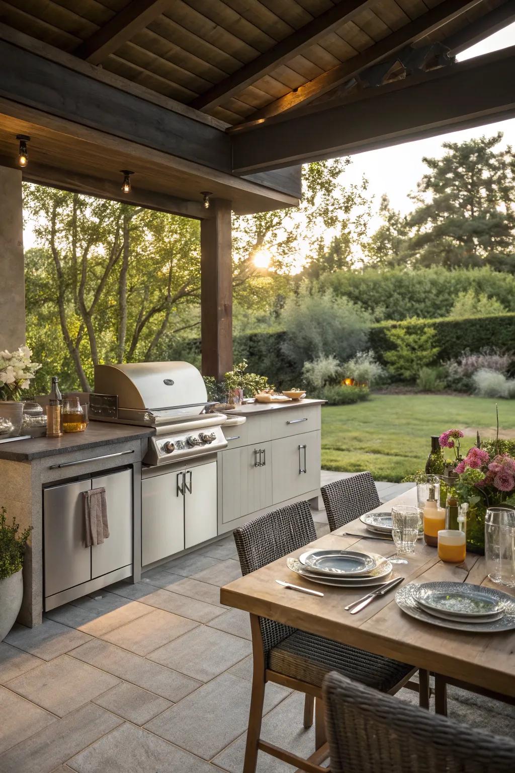 Dining areas make outdoor kitchens perfect for gatherings.