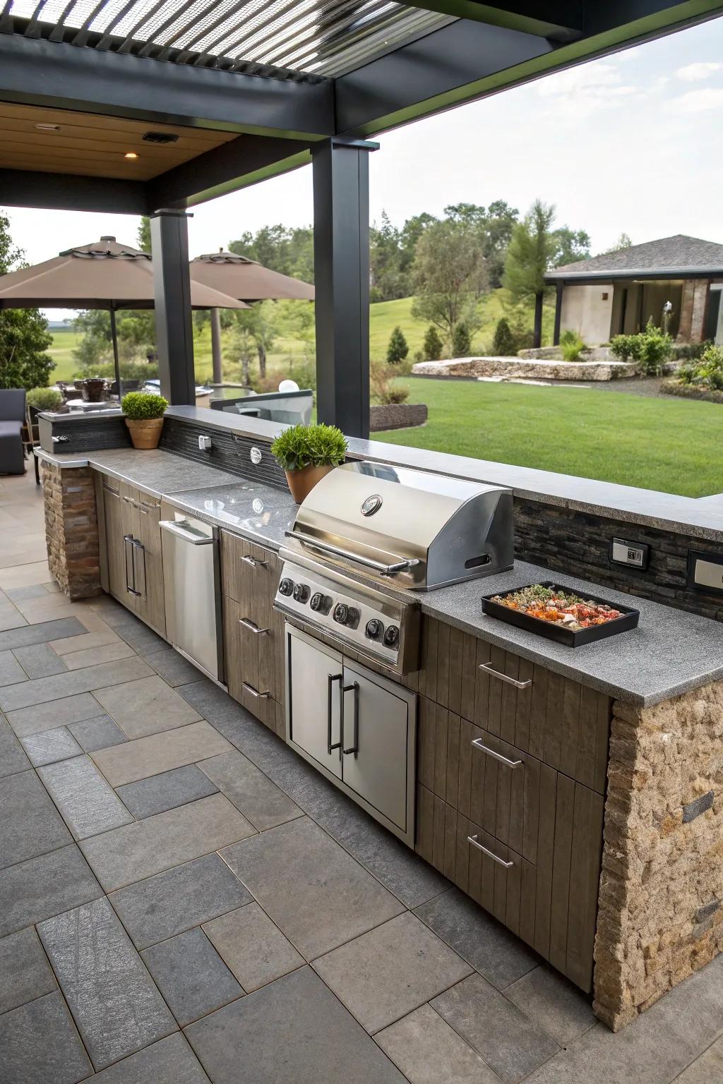 The grill station acts as the heart of outdoor cooking.