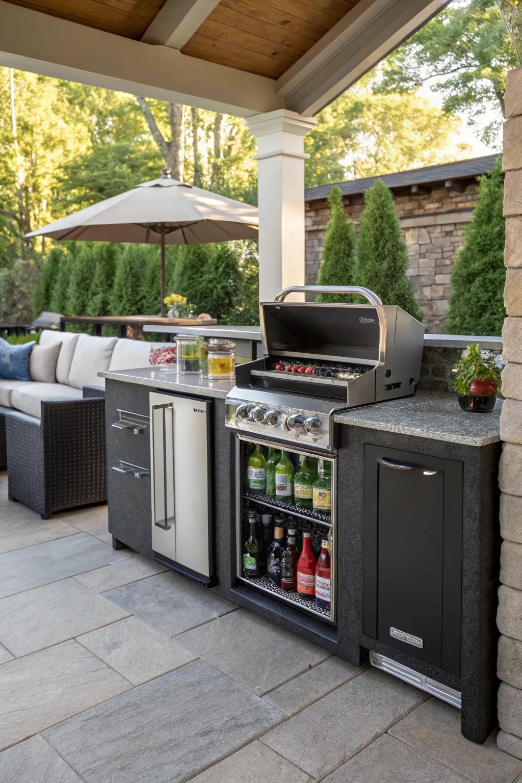 Beverage centers keep refreshments conveniently at hand.