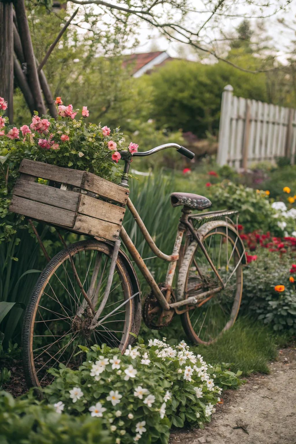 Embrace vintage charm with rustic bicycle decor.