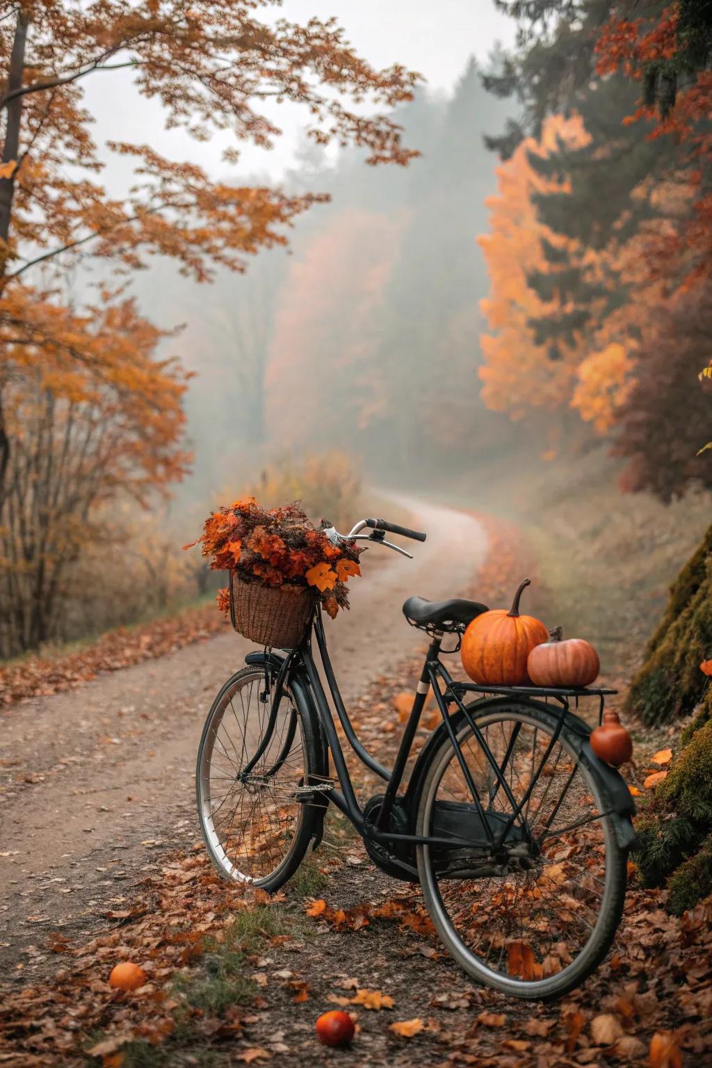 Seasonal decor keeps your bicycle display fresh.