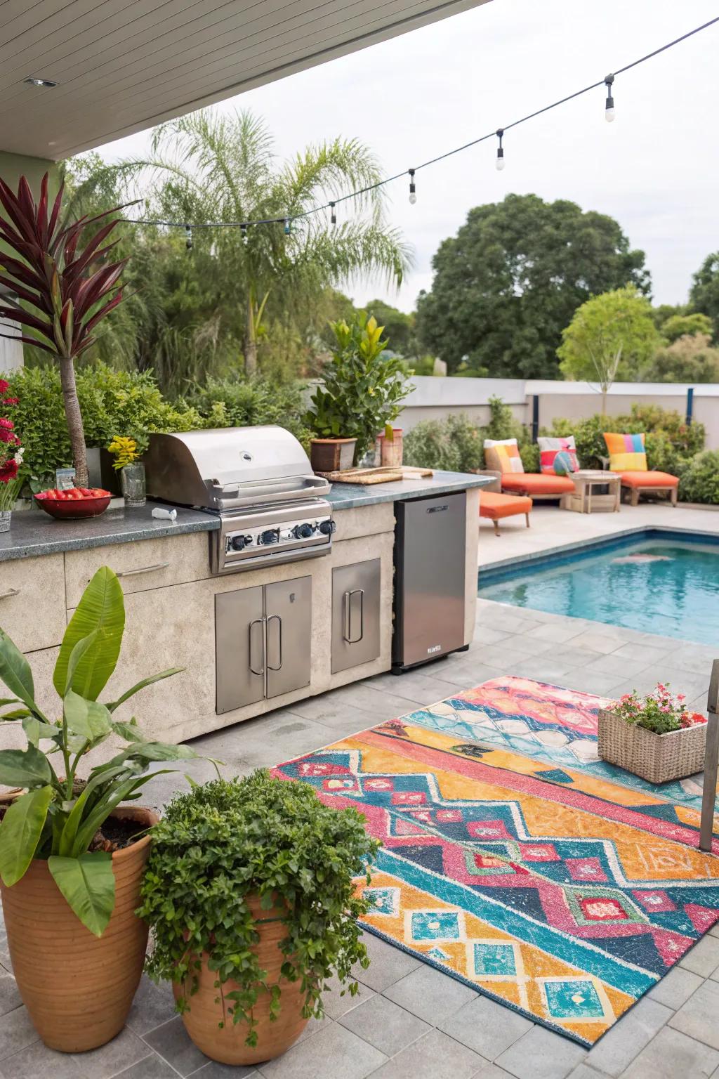 Lush greenery and tasteful decor enliven small outdoor spaces.