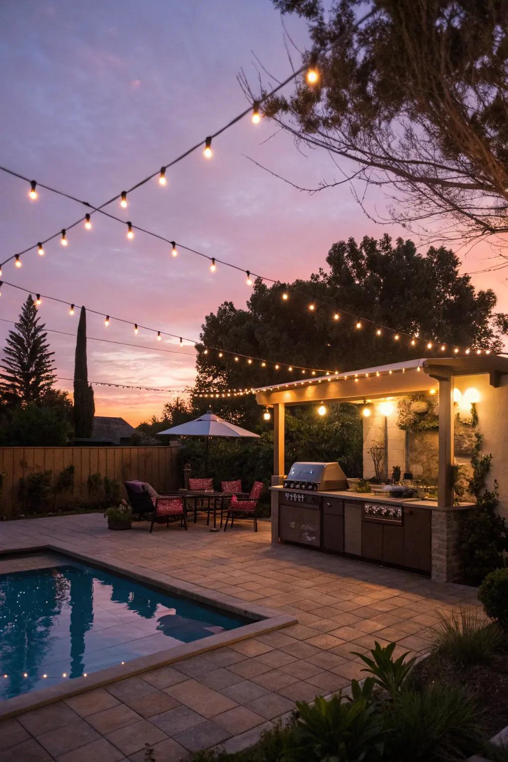 Soft ambient lighting producing a dreamy evening vibe.