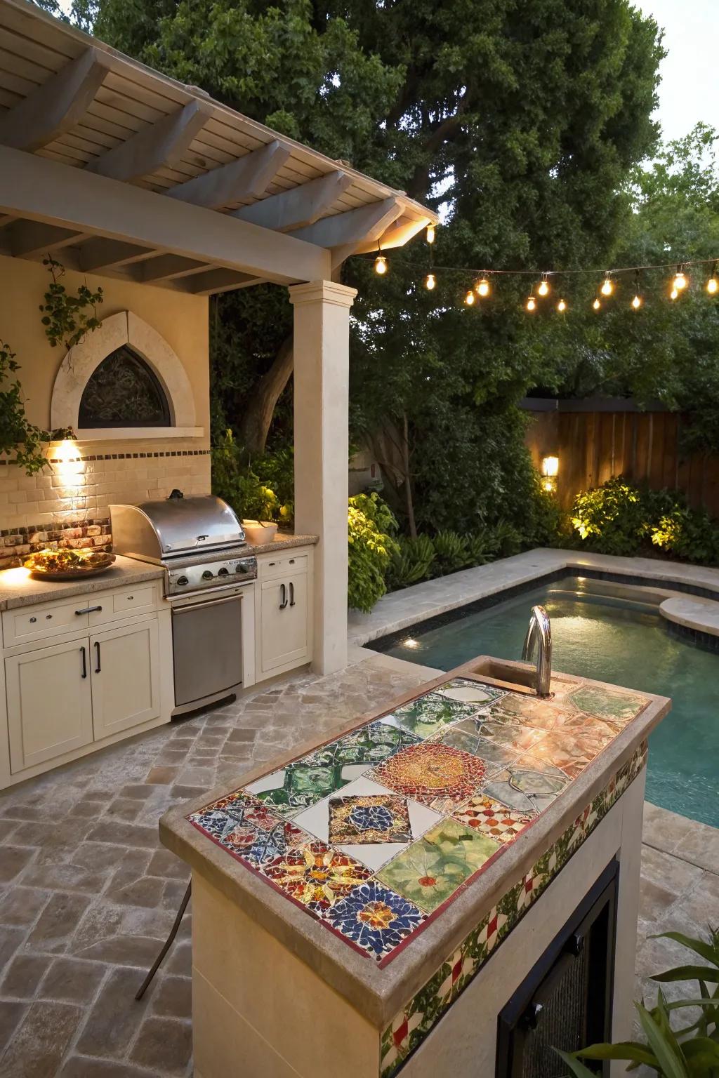 Custom DIY decor adding unique flair to an outdoor area.