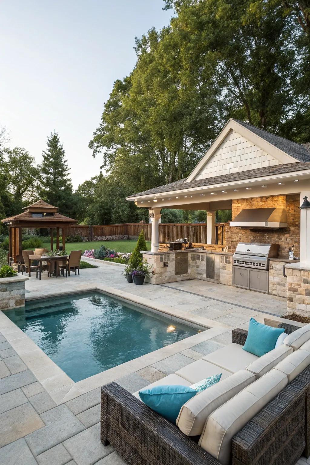 Built-in benches serving as seating and storage.