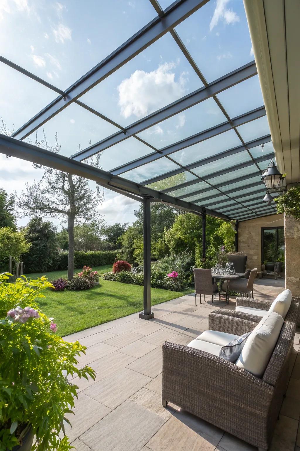 Metal and glass canopy blending style and practicality.