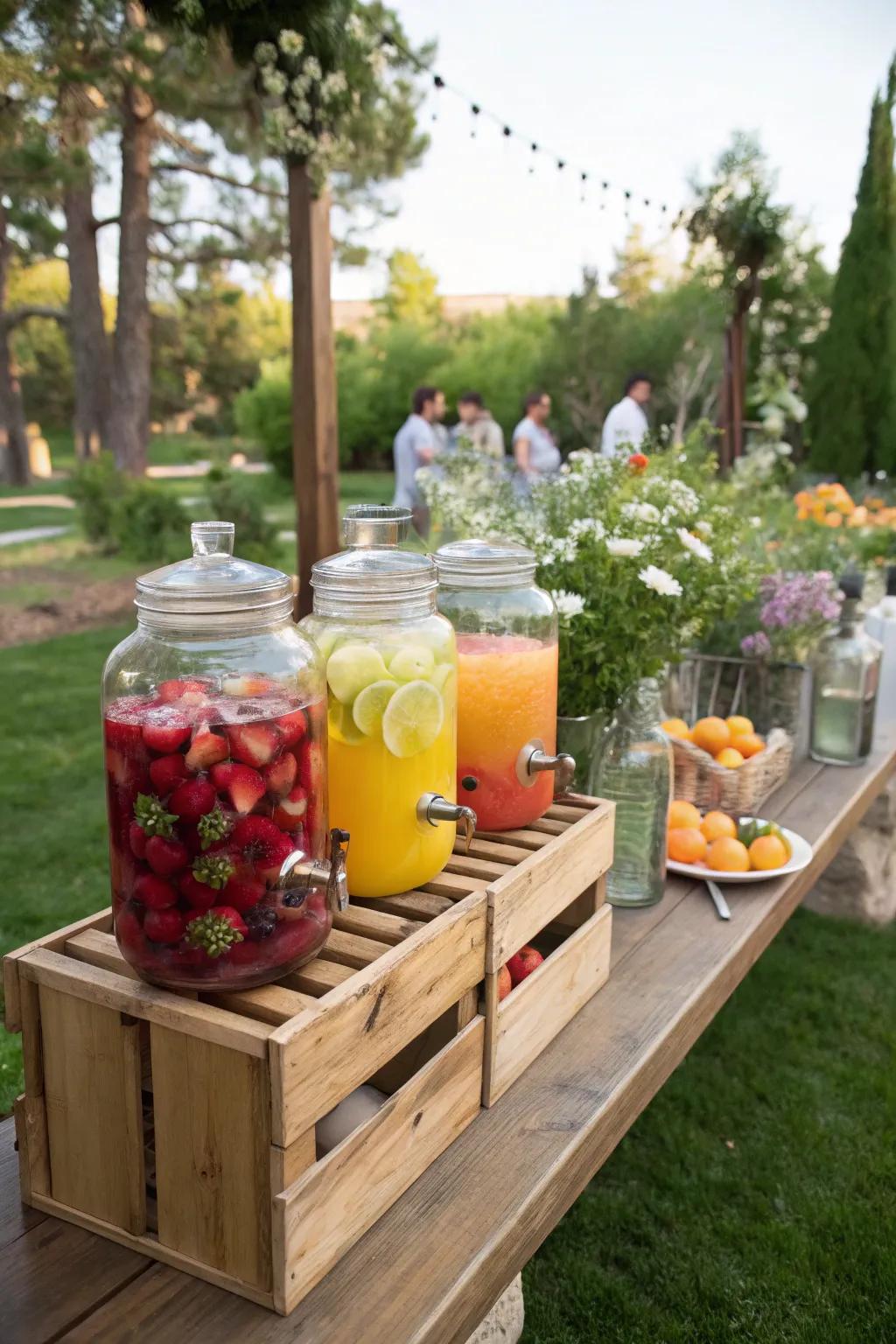 A charming drink station offering a variety of customizable beverages for guests to enjoy.