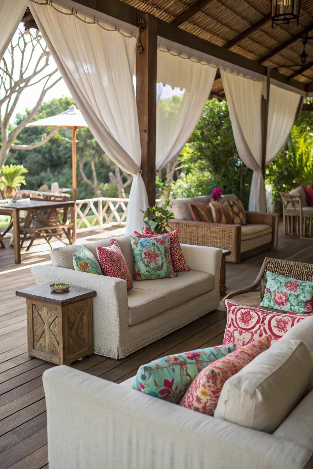 A cozy lounge area provides the perfect spot for guests to unwind and enjoy the celebration.