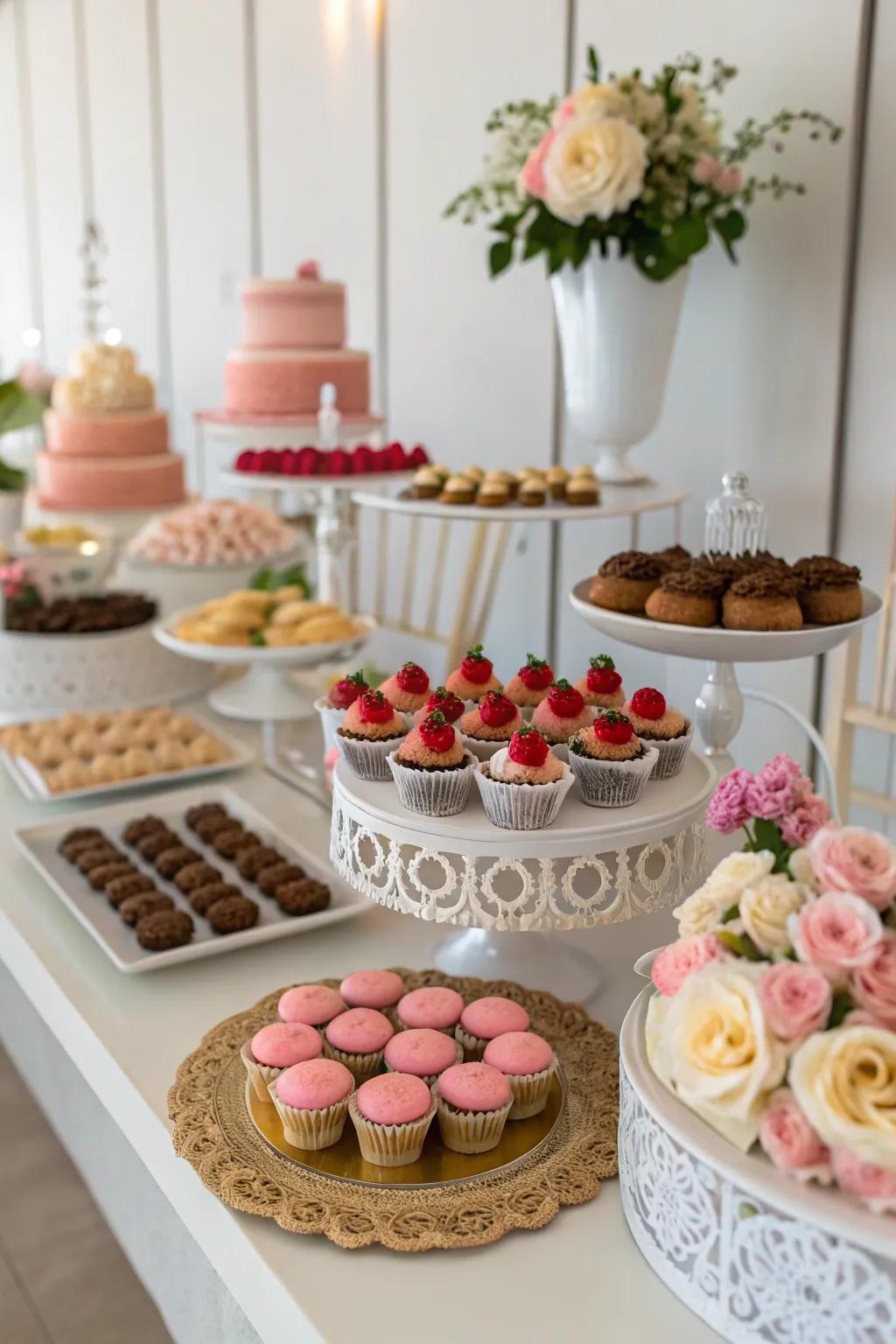 An elegant dessert bar offering a delightful selection of sweets that complement the event's theme.