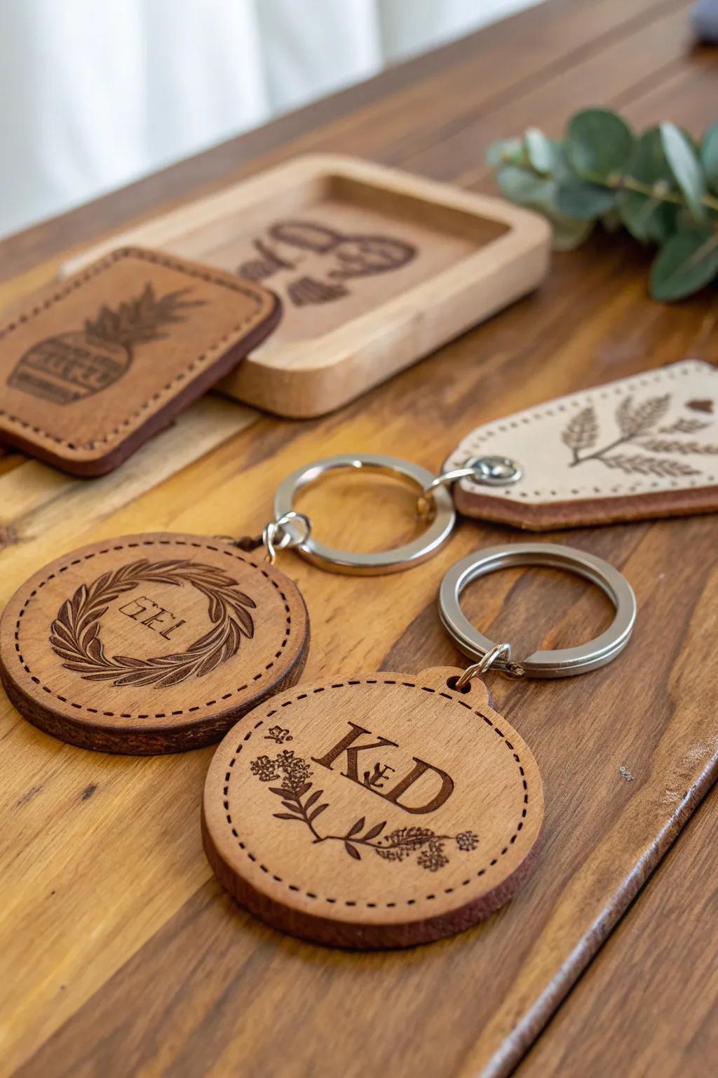 Engraved keepsakes provide guests with a memorable token from the wedding shower.