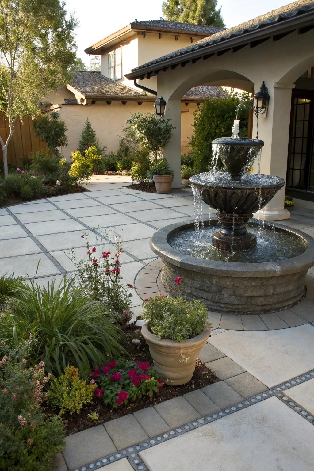 Add serenity with a modern water feature.