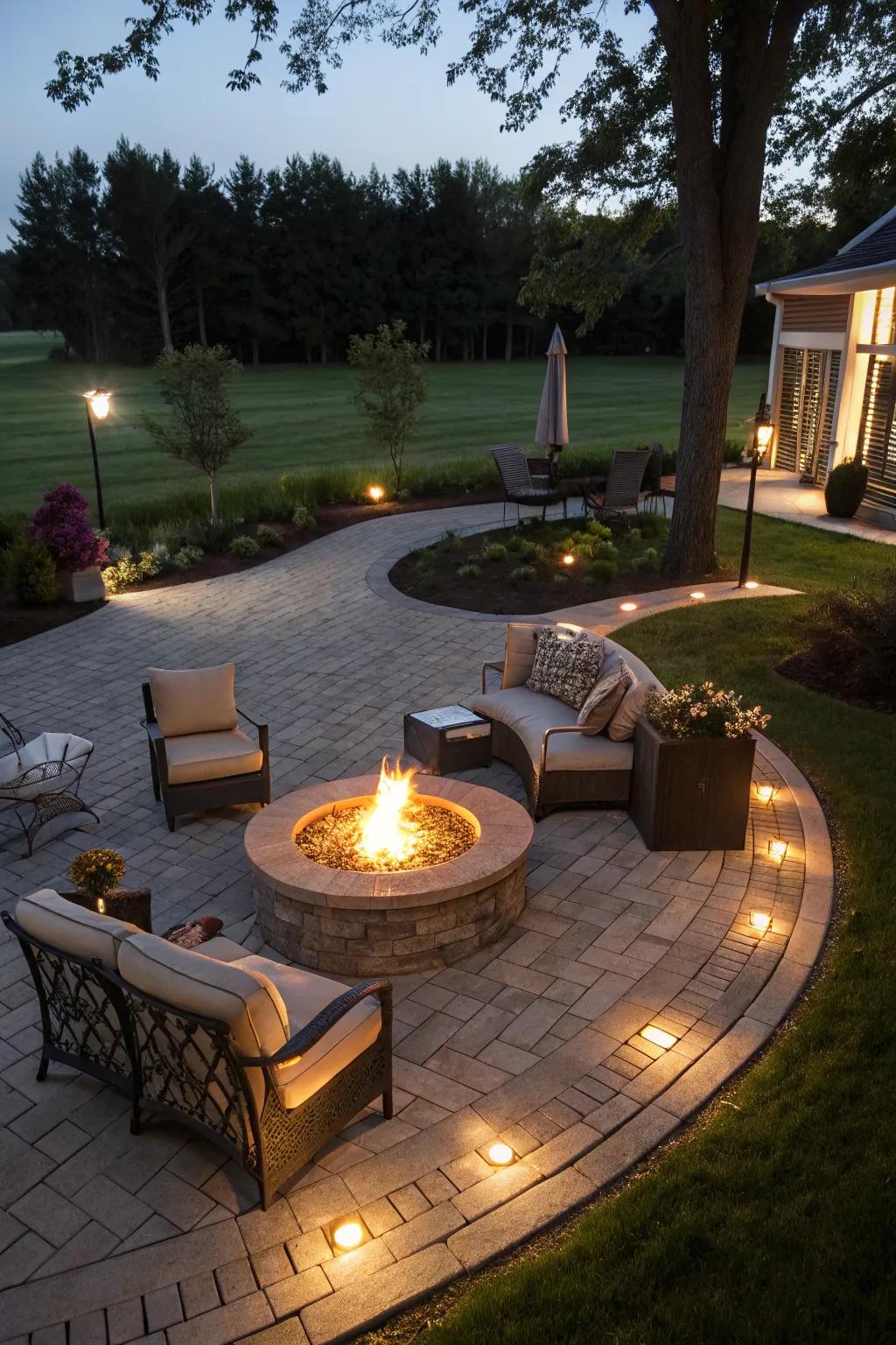 Create a warm gathering spot with a driveway fire pit.
