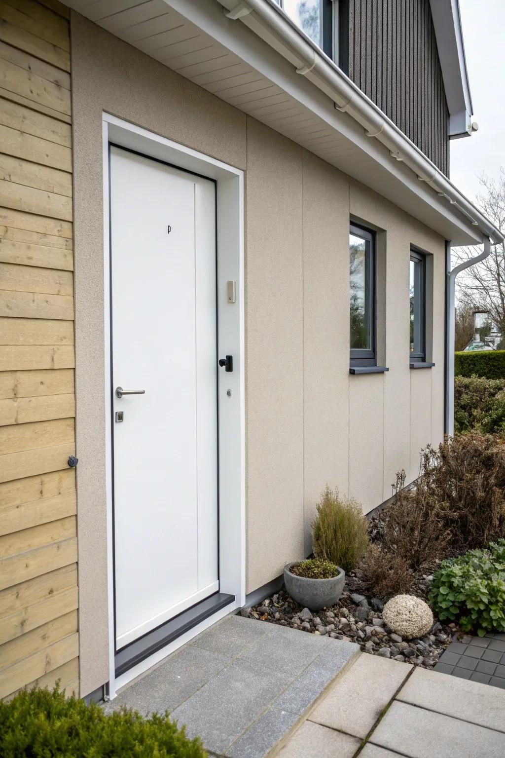 A minimalist single back door with clean lines.