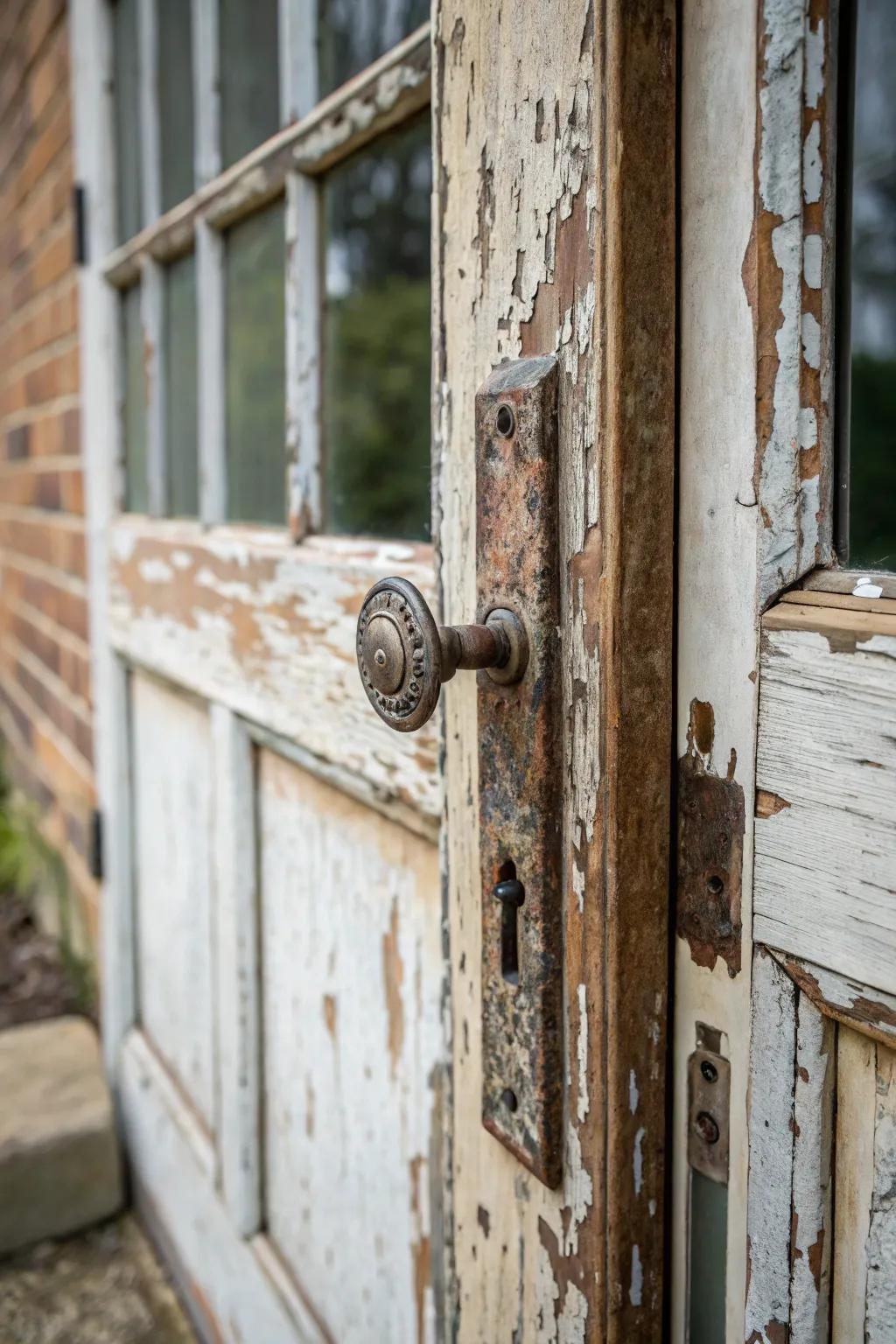 Vintage single back door with distressed finish.