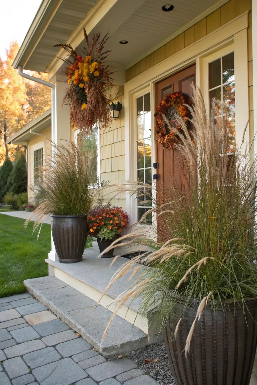 Ornamental grasses bring height and movement to displays.