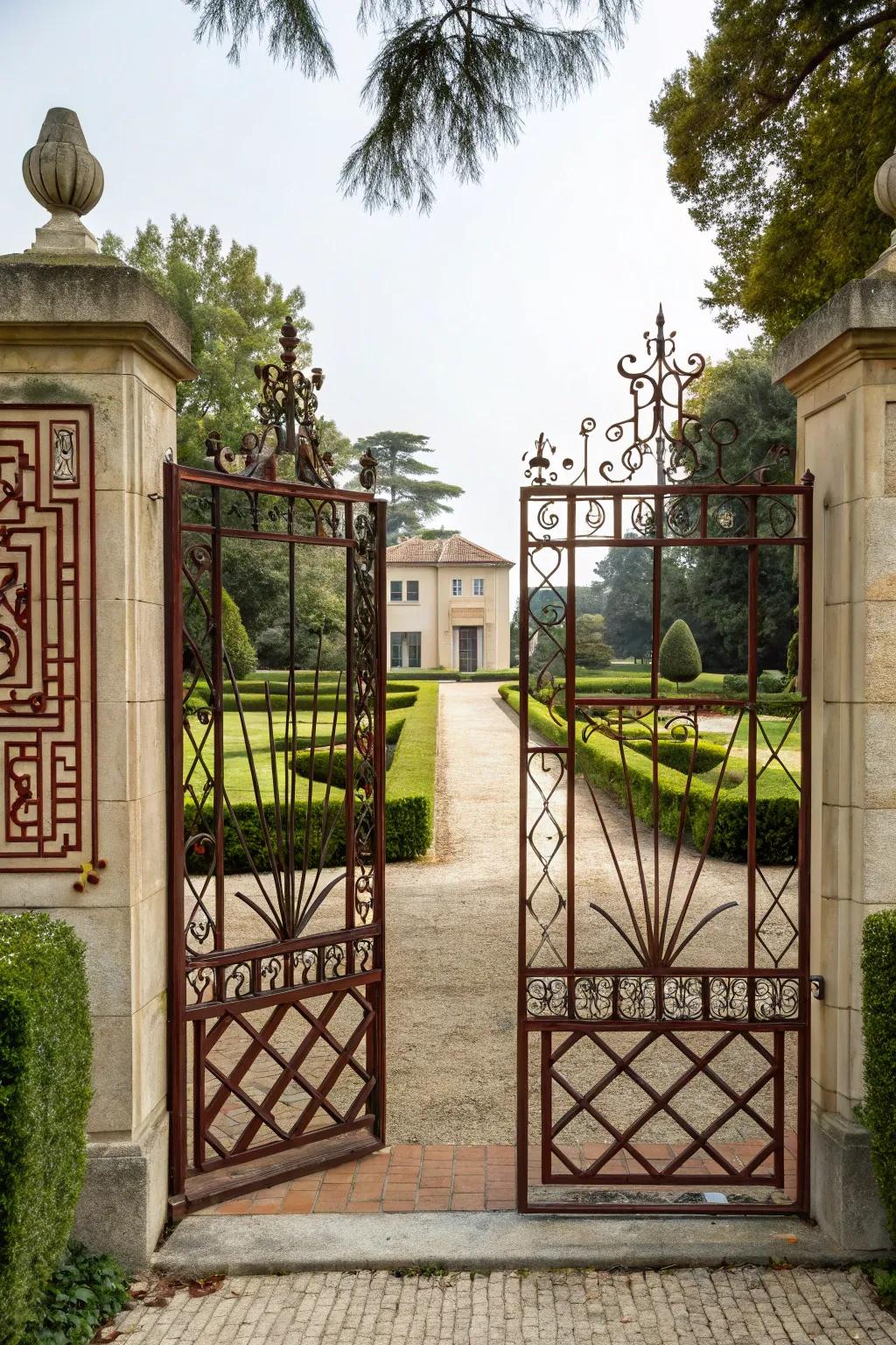 An Art Deco-inspired gate with timeless elegance.