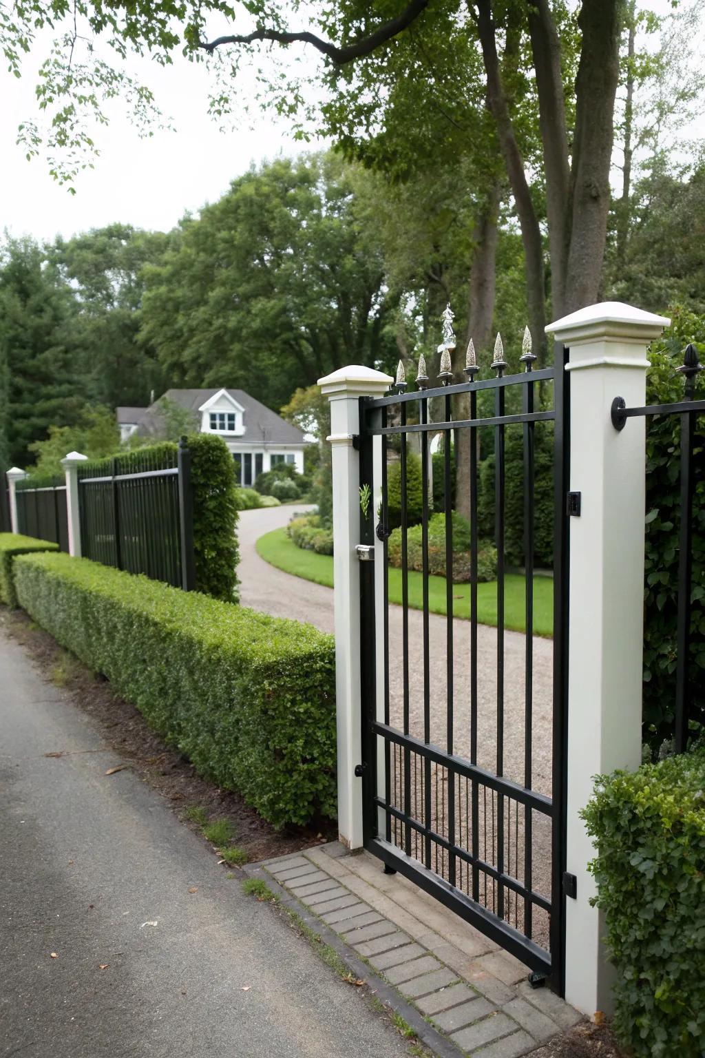 A timeless black and white entrance gate.
