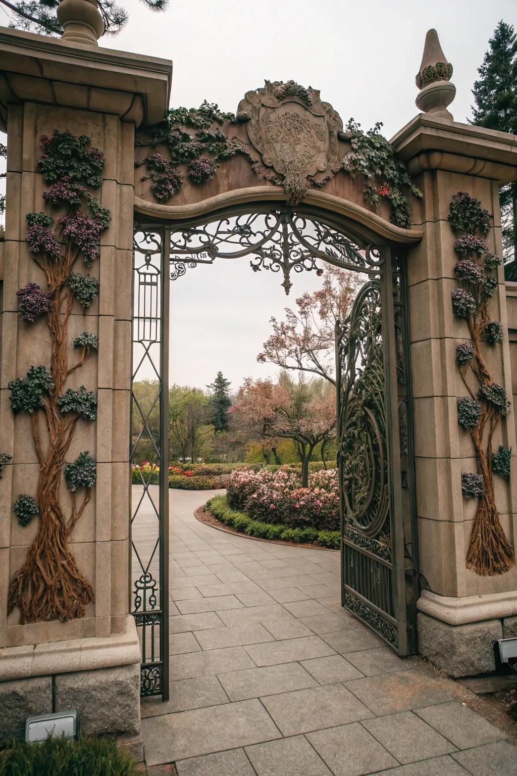 A thematic gate reflecting a love for nature.