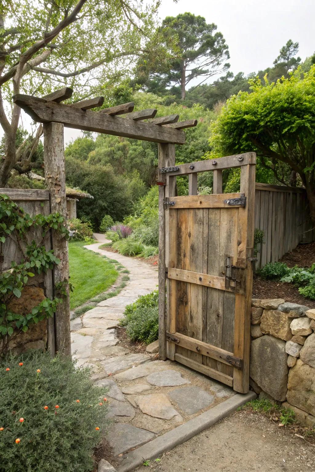 An eco-friendly gate made from recycled materials.