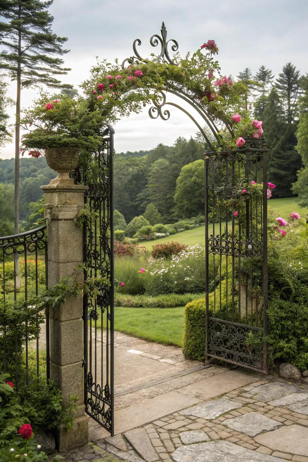 An invisible iron gate that maintains landscape views.